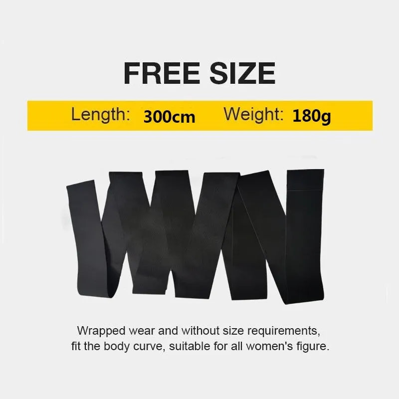 Women's polyester fibre waist trainer exercise restraint belt showing 10cm width and length options for body shaping