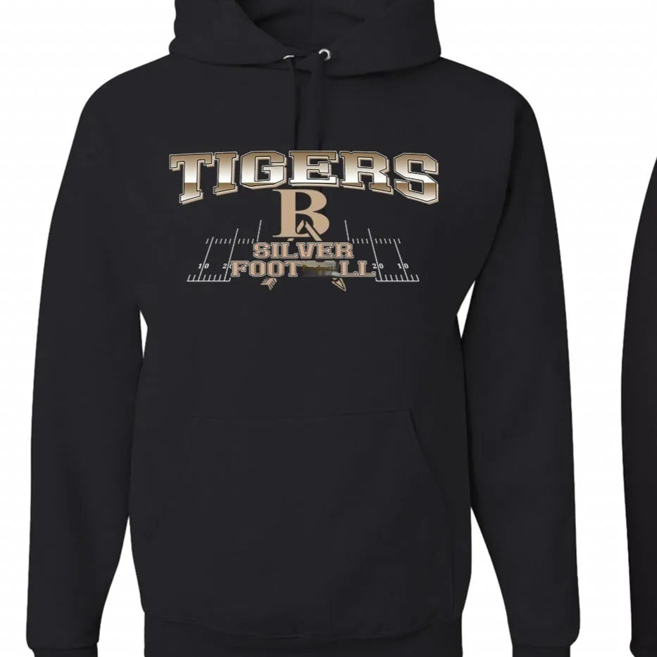 Black drop-shoulder sleeve hoodie with simple pullover design and long sleeves