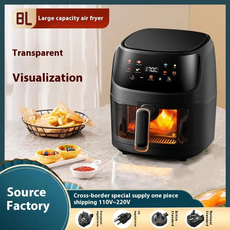 Home Visual Touch Screen Large Capacity Air Fryer with 8L capacity and colour touch screen controls