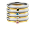 December colour birthstone ring with geometric engraving on a gold electroplated titanium steel band.