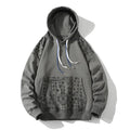 Japanese loose hooded men's top in grey – 100% cotton long sleeve plain hoodie with side slit pocket