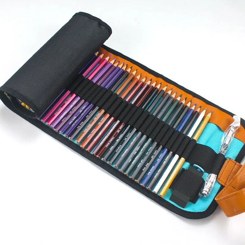 Set of 50 wooden coloured pencils in oil-based formulation with protective storage case