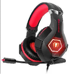 Luminous Gaming Headset with microphone, RGB lighting on ear cups, in black with blue accents.