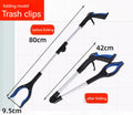 Foldable aluminium rubbish grabber with magnet, extended to 80cm length with blue handle option