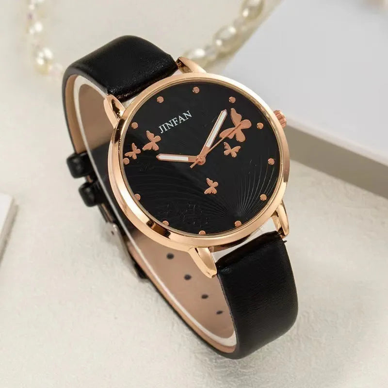 Student Sweet Butterfly Fashion Quartz Wrist Watch with 36mm dial and titanium buckle