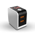 Black 5V2A dual USB travel charger with digital display showing UK plug