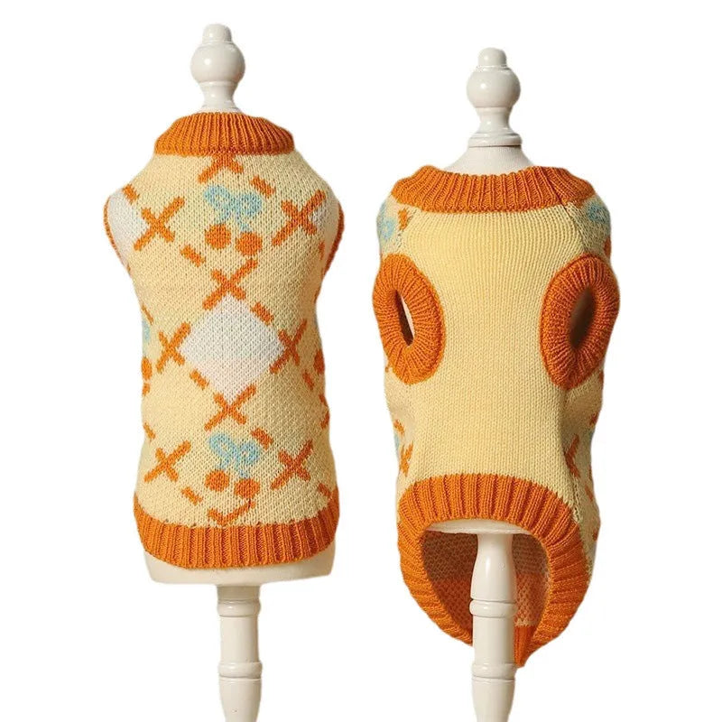 Orange Cherry colour cat sweater for autumn-winter seasons in sizes S M L XL