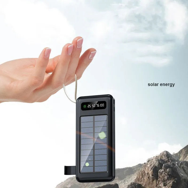 Solar power bank in black or white with 20000mA/30000mA capacity and polymer lithium ion battery