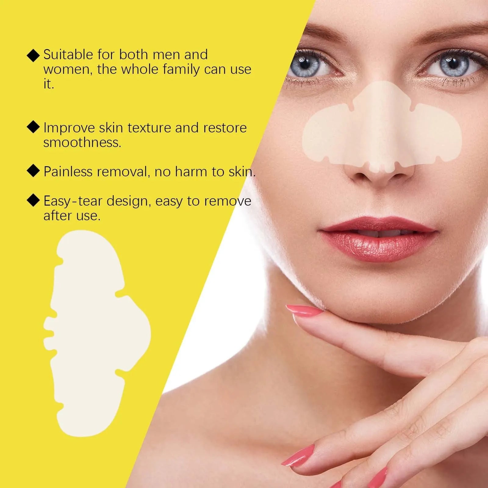 Pack of 12 invisible hydrocolloid nose patches for acne and pore cleansing.