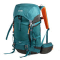 35L nylon hiking backpack in green colour with front zip pocket and compression straps for outdoor use