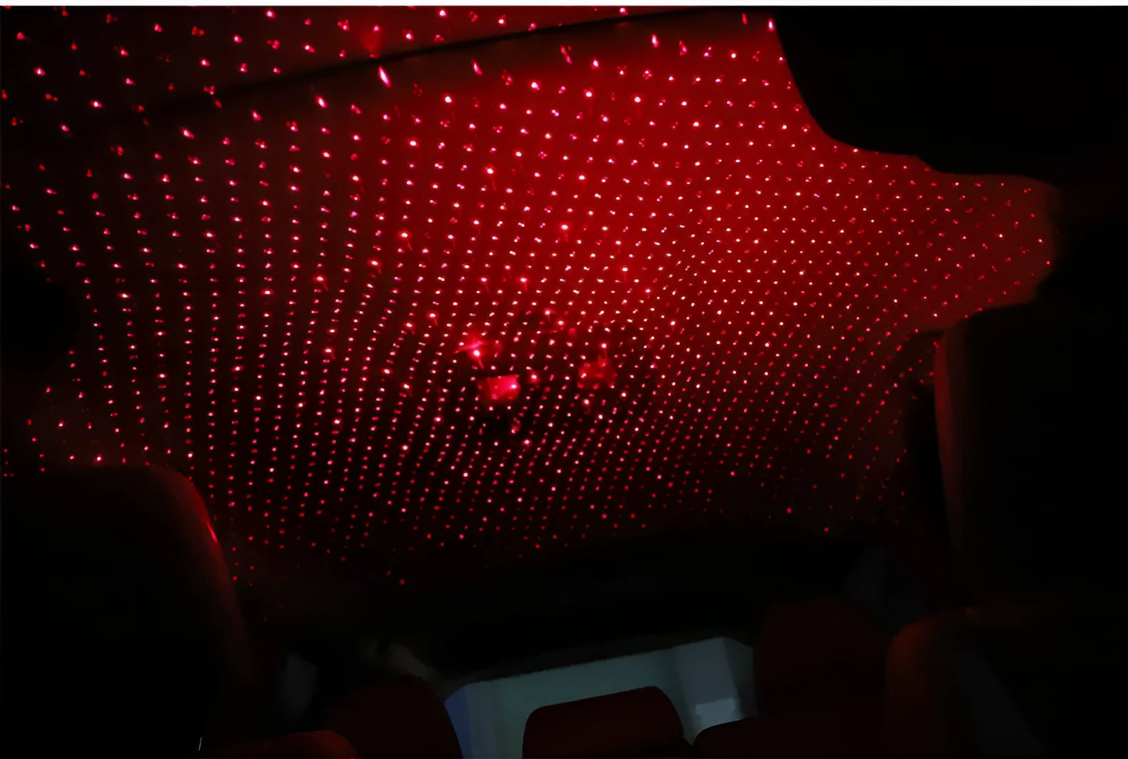Car Gypsophila USB atmosphere light with aluminium alloy housing showing red and blue LED modes