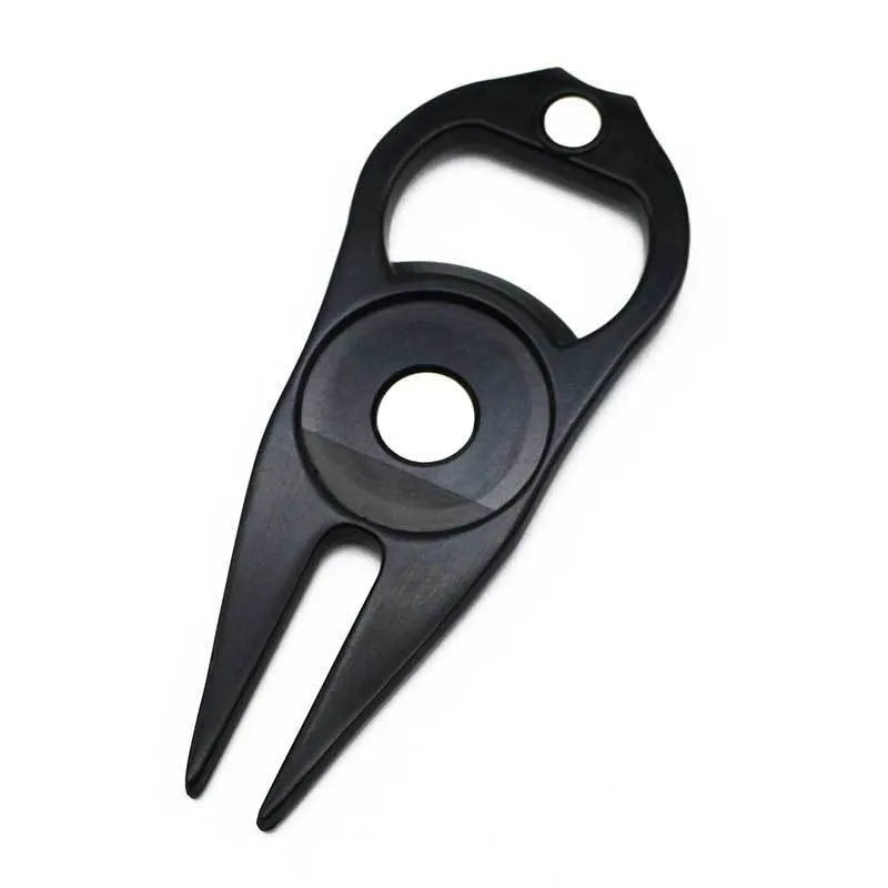 Zinc alloy golf ball yoke bottle opener tool with 88x35mm dimensions in black, green or silver colours