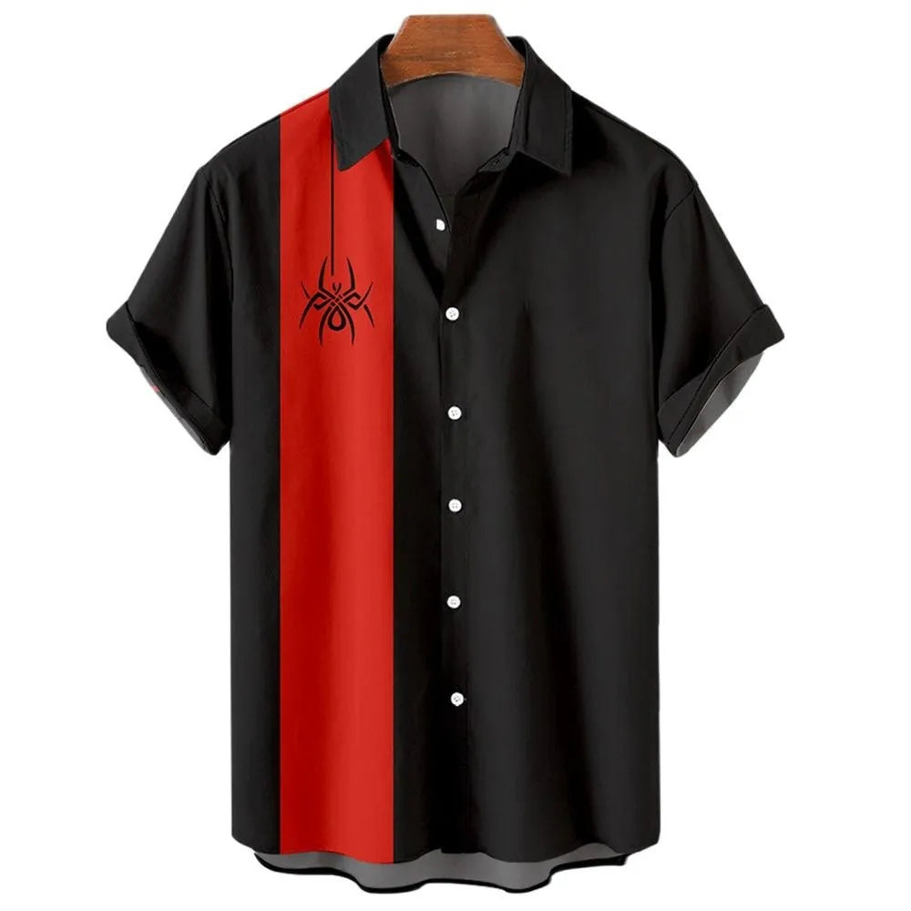 Men's stripe pattern Hawaiian short sleeve shirt with button front in multiple colour options