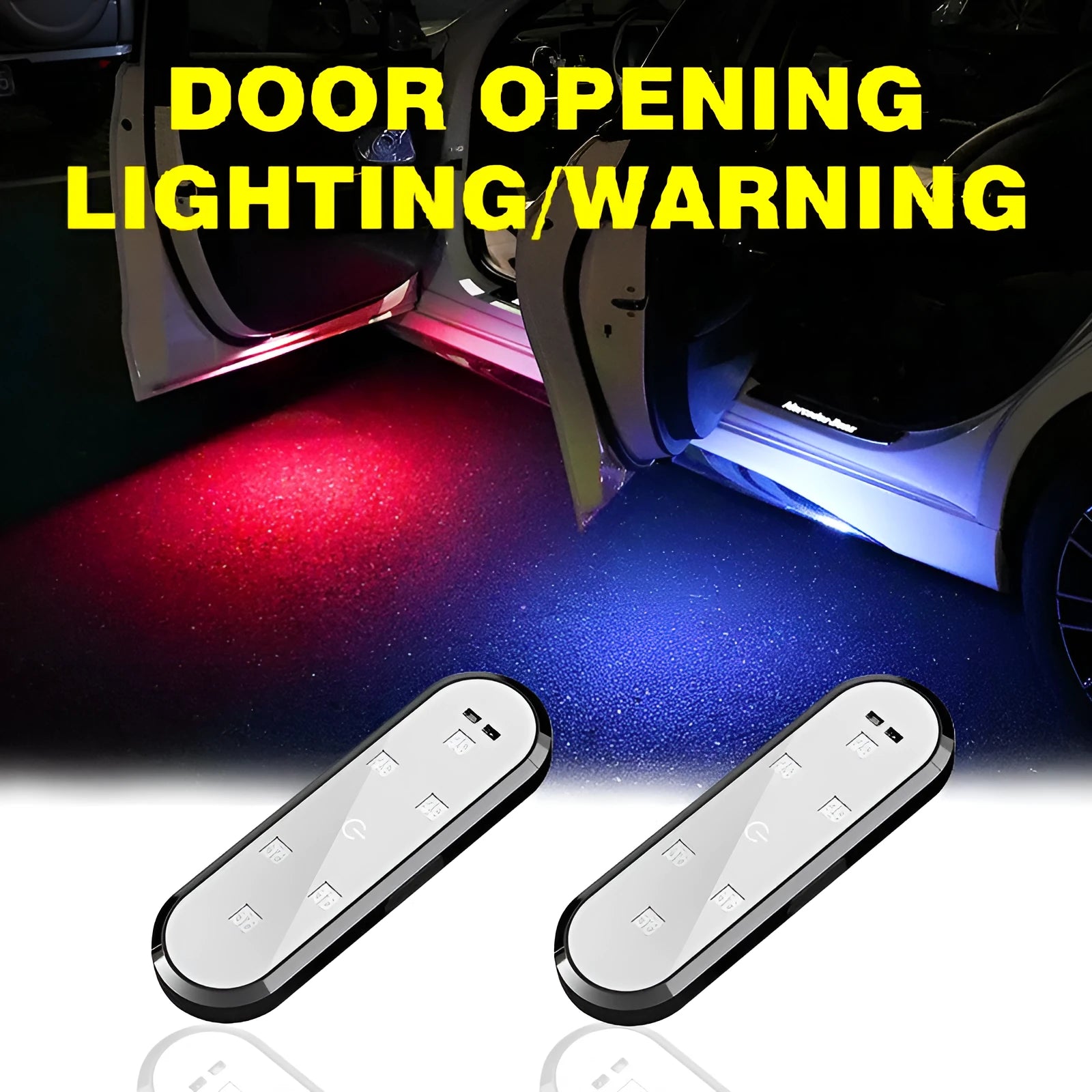 Universal car door warning LED light with ABS plastic housing for anti-collision safety.