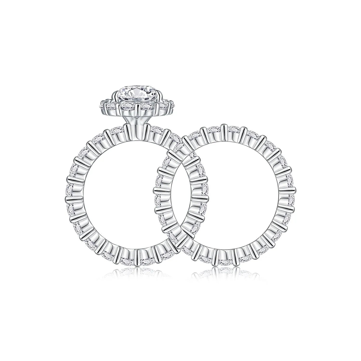 Love ring with pear-shaped moissanite on S925 silver band platinum-plated finish sizes 5 to 9