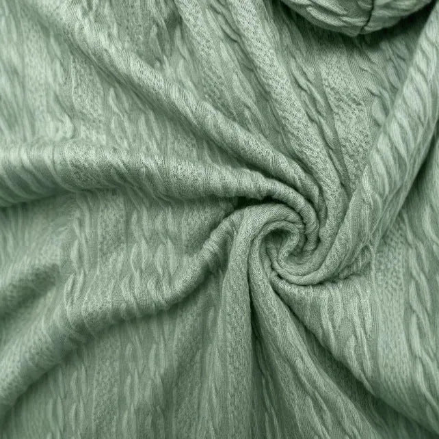 Green women's loose-fit zip-up hooded sweater coat on a hanger.
