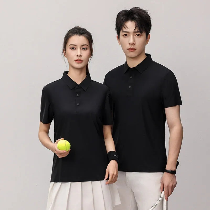 Man wearing a seamless brocade ammonia polo shirt for running or golf in a solid colour.