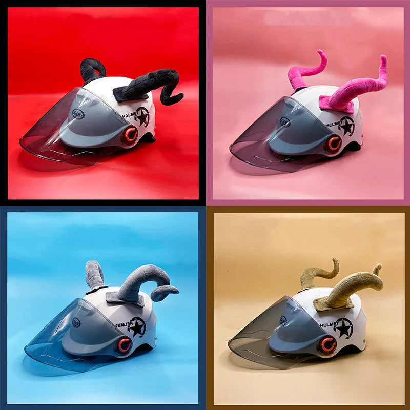 Composite fibre demon horn ornaments for motorcycle helmets in four colour options