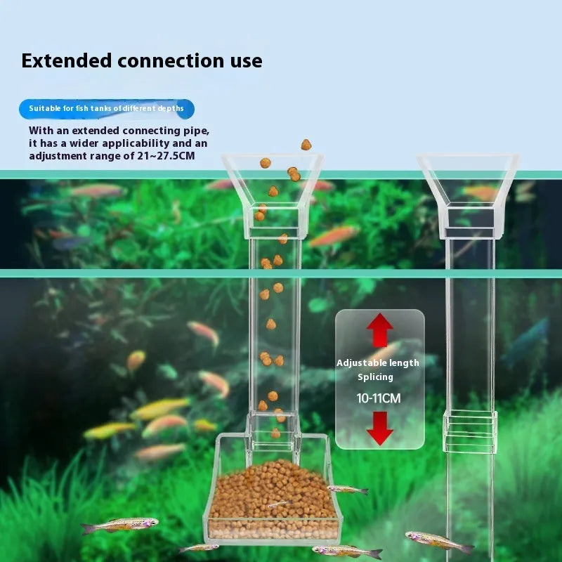 Plastic aquarium feeding tube set with cleaning brush and spoon in three sizes: 17cm, 28cm, and 38cm.