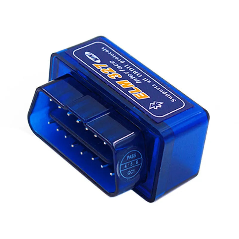 Compact black OBD2 Bluetooth diagnostic scanner with ELM327 chip for car engine fault code reading
