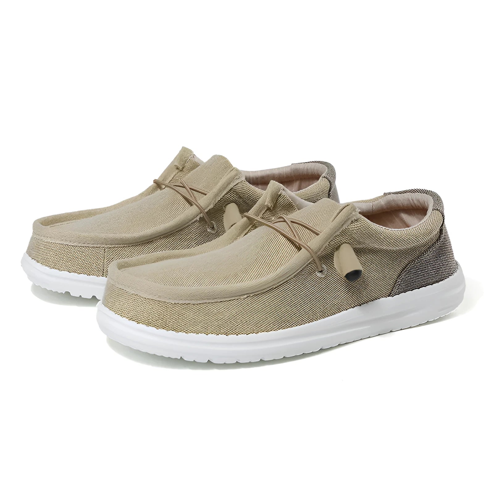 Men's green and orange canvas casual shoes with mosaic design and rubber sole.