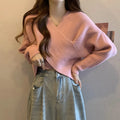 Lazy short sweater design blouse in loose fit, long sleeves, available in five colours including black and white, size S to L