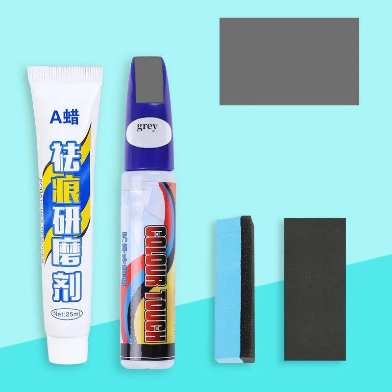 Automotive paint repair pen and scratch repair fluid 4-piece set with ten colour options