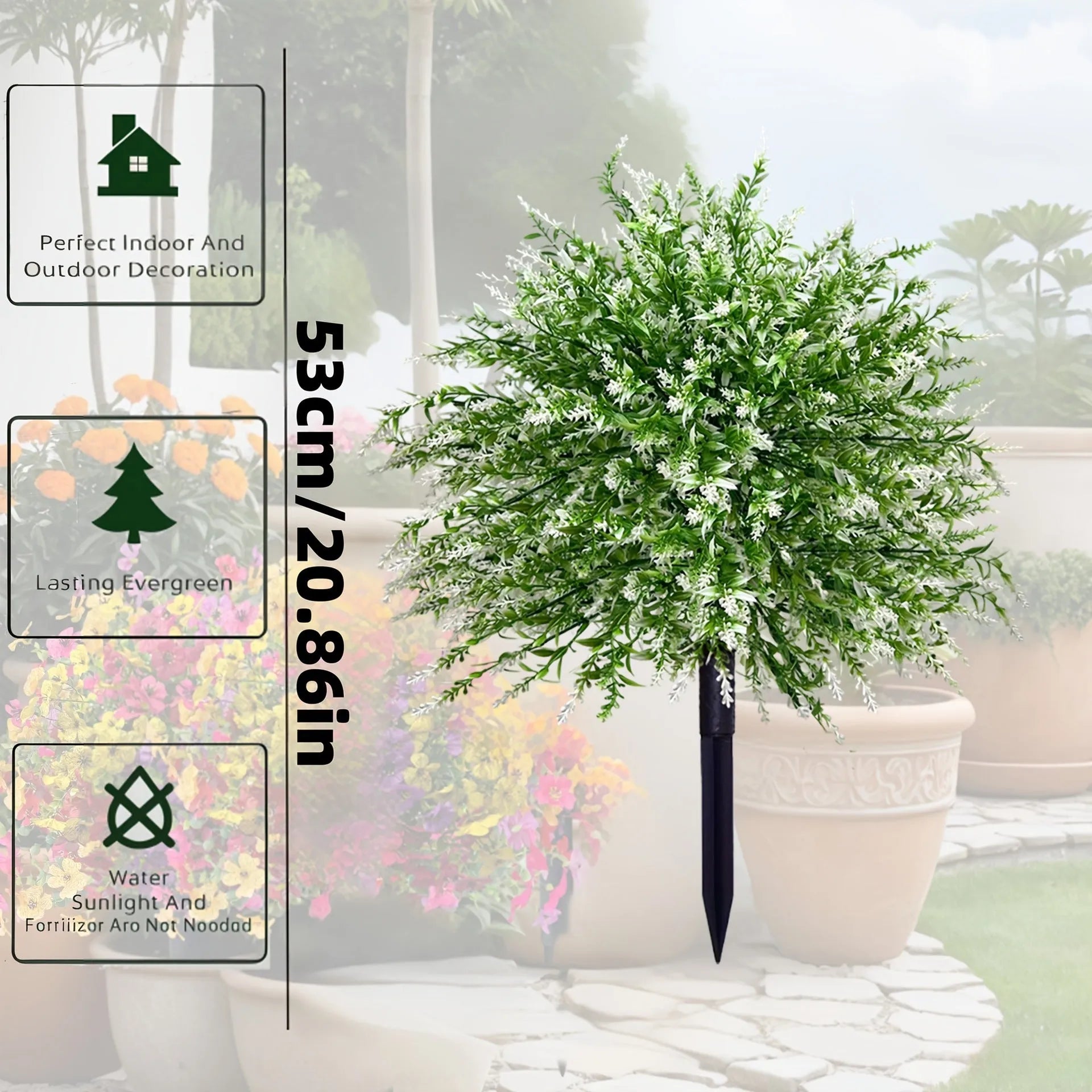 White plastic artificial lavender stem decoration, single piece