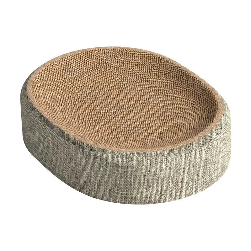 Integrated elliptical wear-resistant cat scratching board made of sisal rug in oval basin style