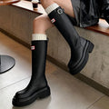 Women's mid heel chunky boots in red, microfiber upper, round toe, thick sole with honeycomb bottom side view