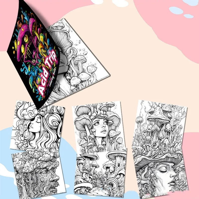 Acid tour colour painting book measuring 200mm in length with paper pages