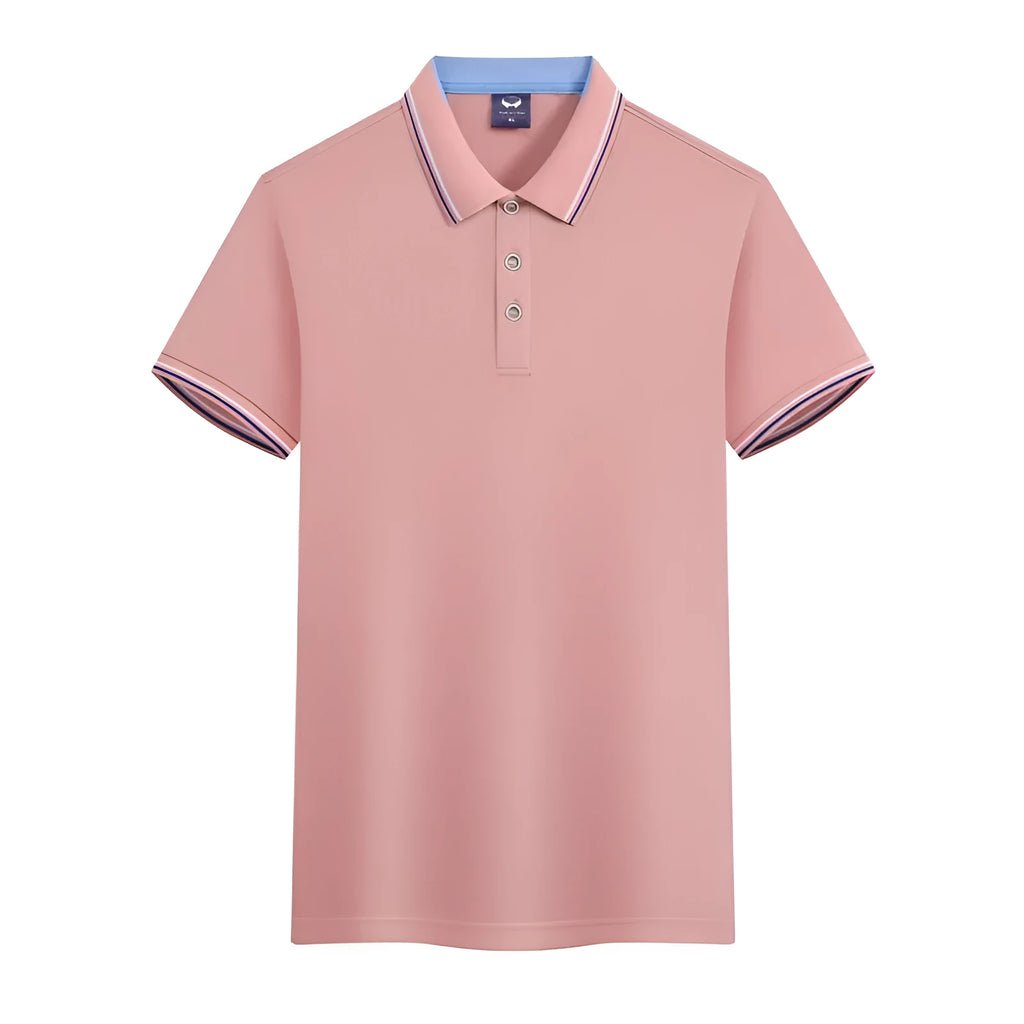 Men's ice silk quick-dry polo shirt in slim fit with short sleeves shown in blue grey colour