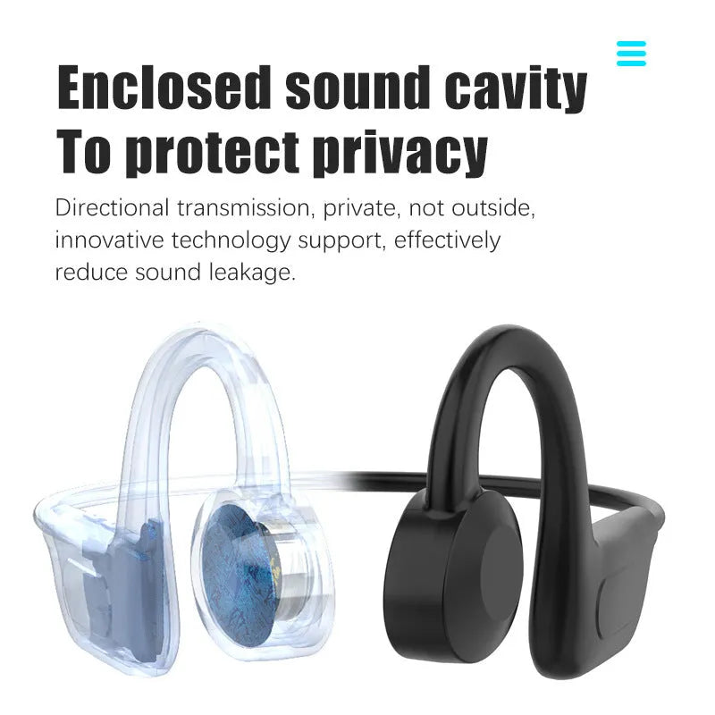 Black VG02 wireless sports headset with ear-mounted design and Bluetooth connectivity