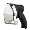 Black electric meat cleaver with 80W motor and EU plug on a work surface.