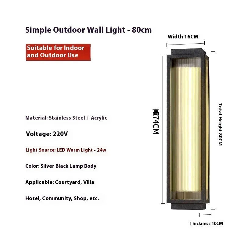 Waterproof stainless steel outdoor wall lamp for courtyard garden with light colour options