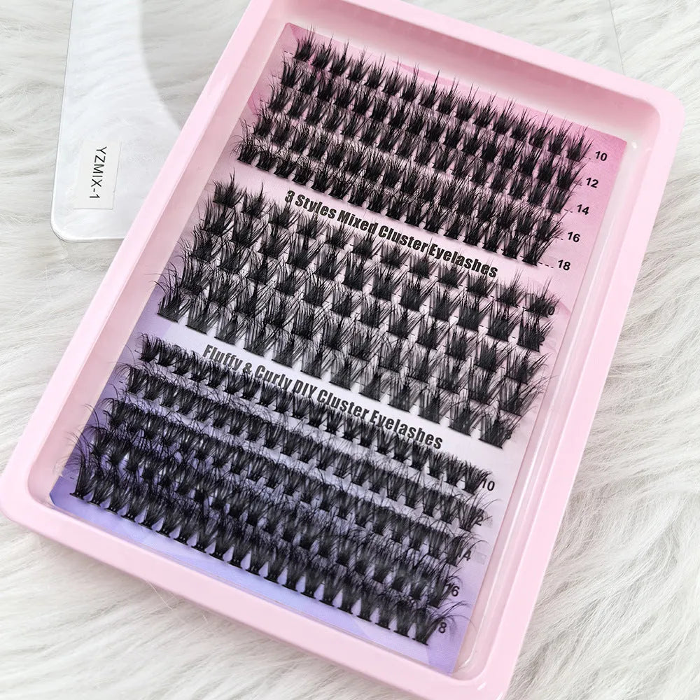 Large mixed false eyelash set in storage box with multiple style options