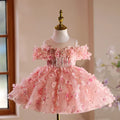 Girls' pink polyester pettiskirt with layered tutu design for princess party wear
