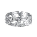 Sterling silver ring with high-grade zircon and freshwater pearl in geometry shape, size No. 7, electroplated finish