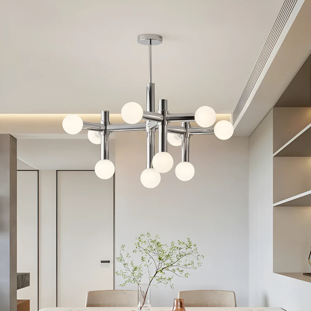 Creative bean Nordic chandelier wrought iron glass aluminium chrome 10 heads low voltage