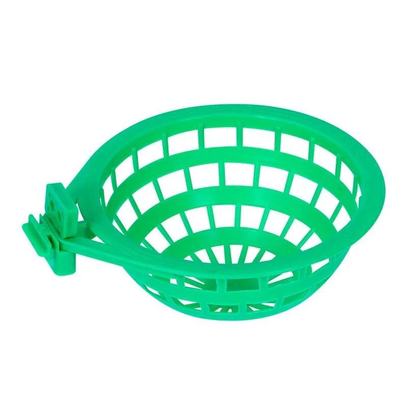 Green plastic bird nest for birds, available in Large or Trumpet, split and easy to clean