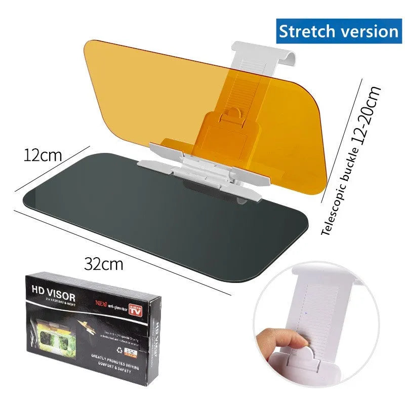 Car anti-glare mirror sun visor with yellow acrylic lens for day and night driving