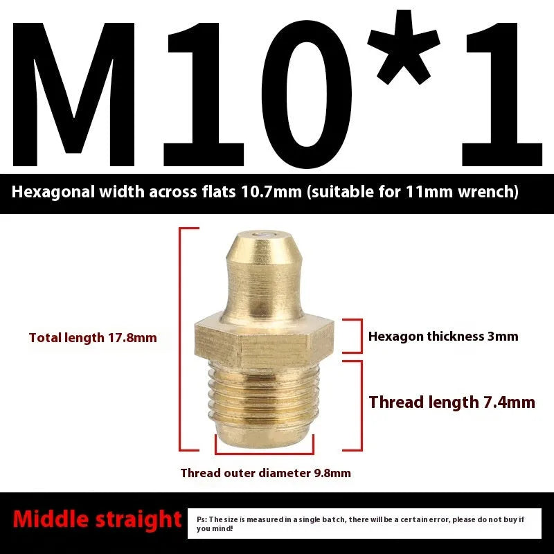 Pure copper head grease nipple with brass nozzle, 45 degree and 90 degree bend options, British thread