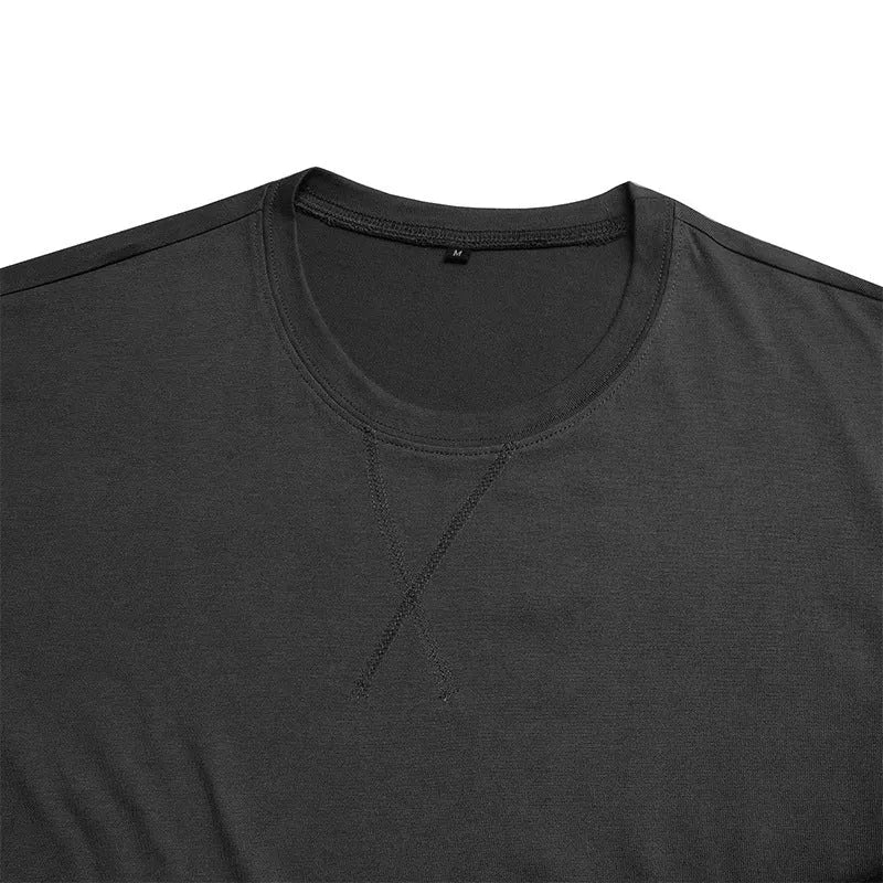 Men's slim fit short-sleeved cotton T-shirt in Army Green colour