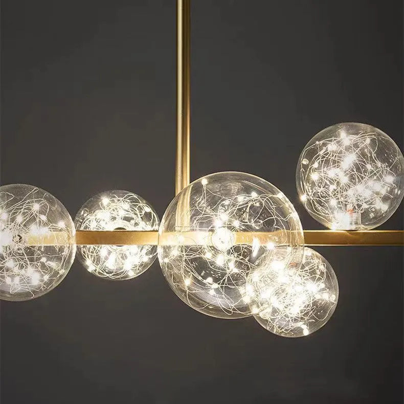 Glass chandelier with iron body in light luxury style, 95cm diameter, 27.5cm height, remote control