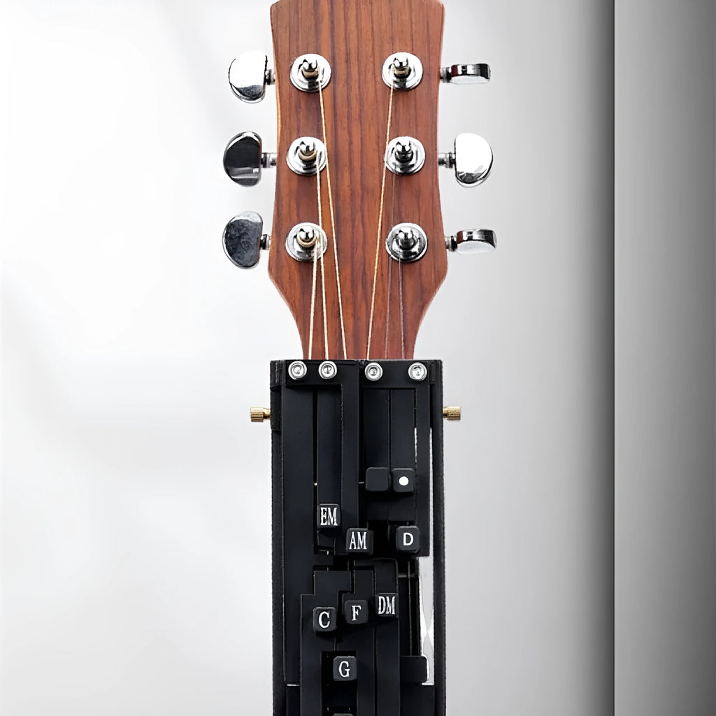 Auxiliary folk guitar chord practice gear with double chord mechanism for novice musicians