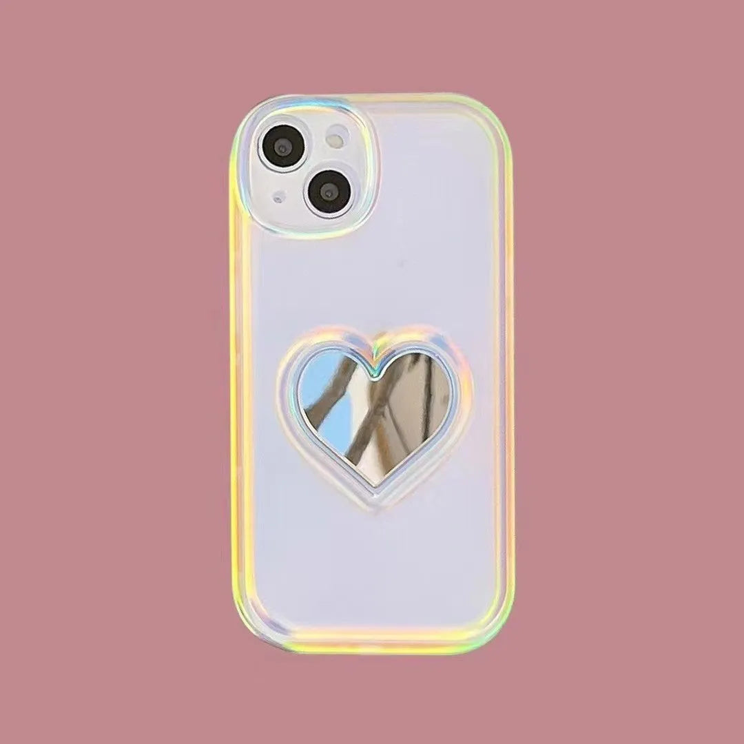 White Laser Love mobile phone case with anti-falling protection, designed for iPhone 11 to 14 series models.