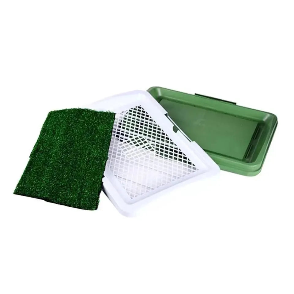 Green turf dog grass patch indoor toilet trainer with three-layer construction for puppy potty training