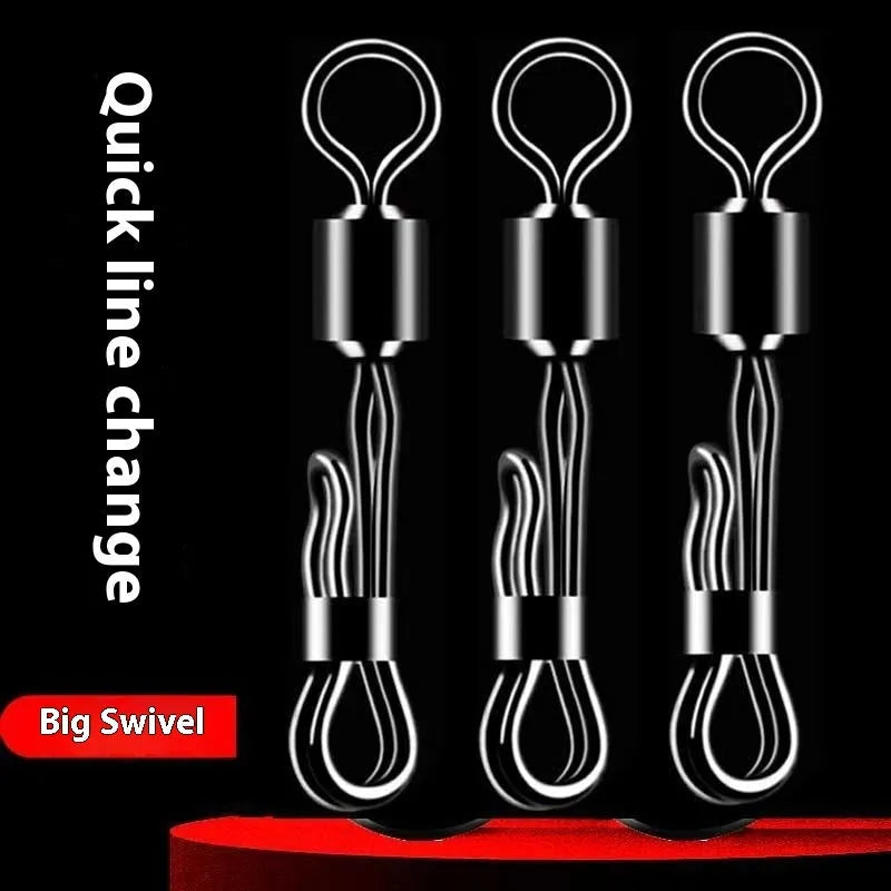 Brass fishing barrel swivel with quick release 8-word ring for fast line changes