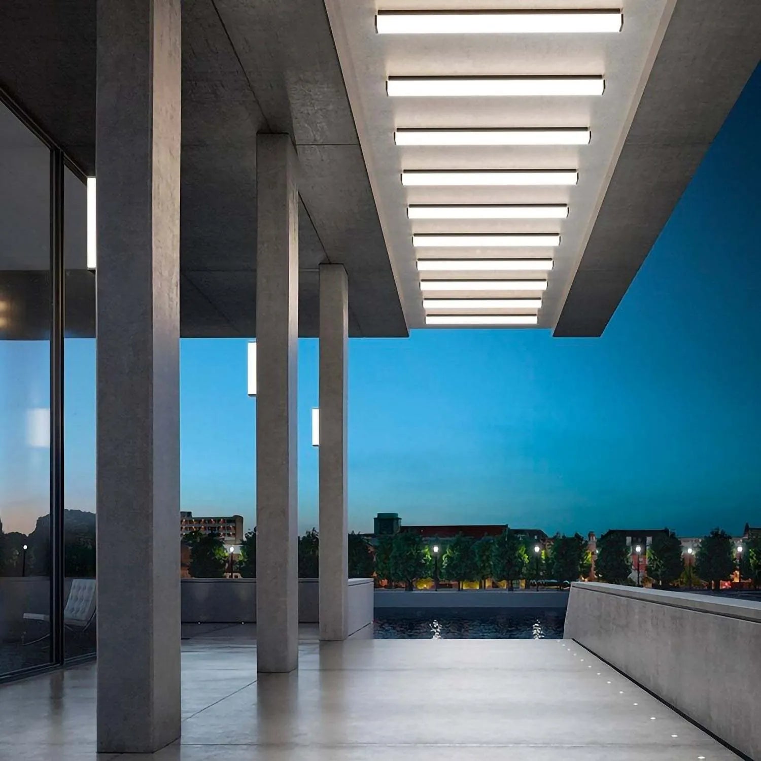 60cm outdoor wall light with long strip design, stainless steel and PC construction, IP65 waterproof rating