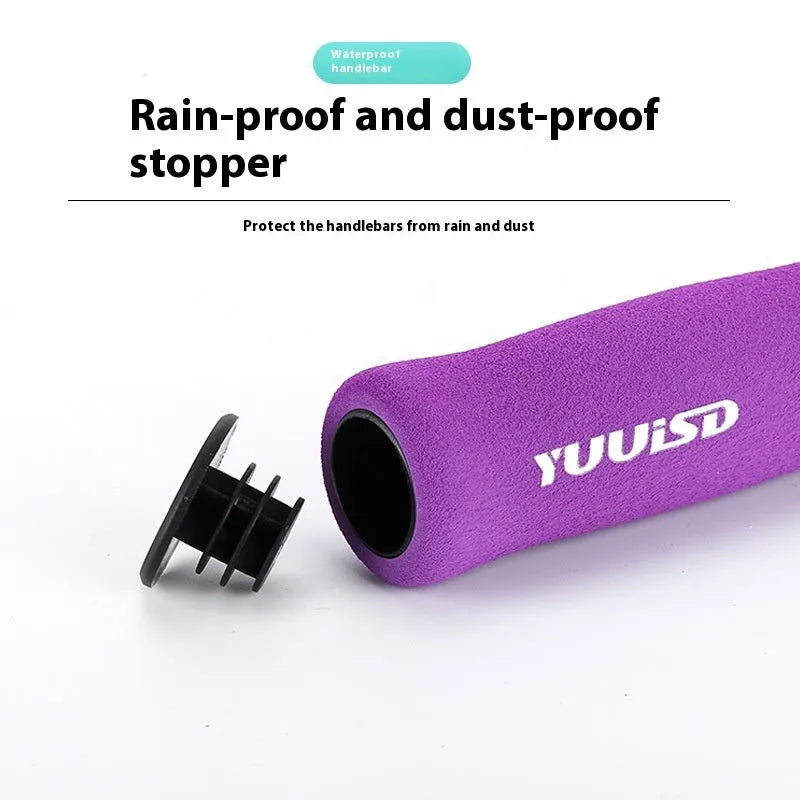 Mountain bike sponge handle covers in black, purple and biange colours showing ultra-lightweight 41g design